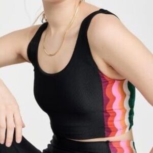 Beach riot Tessa rainbow wave crop tank size large